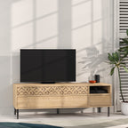 Decortieliving - Heaton Modern TV Stand Multimedia Centre TV Unit With Storage Cabinet 144.6cm