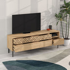 Decortieliving - Heaton Modern TV Stand Multimedia Centre TV Unit With Storage Cabinet 144.6cm