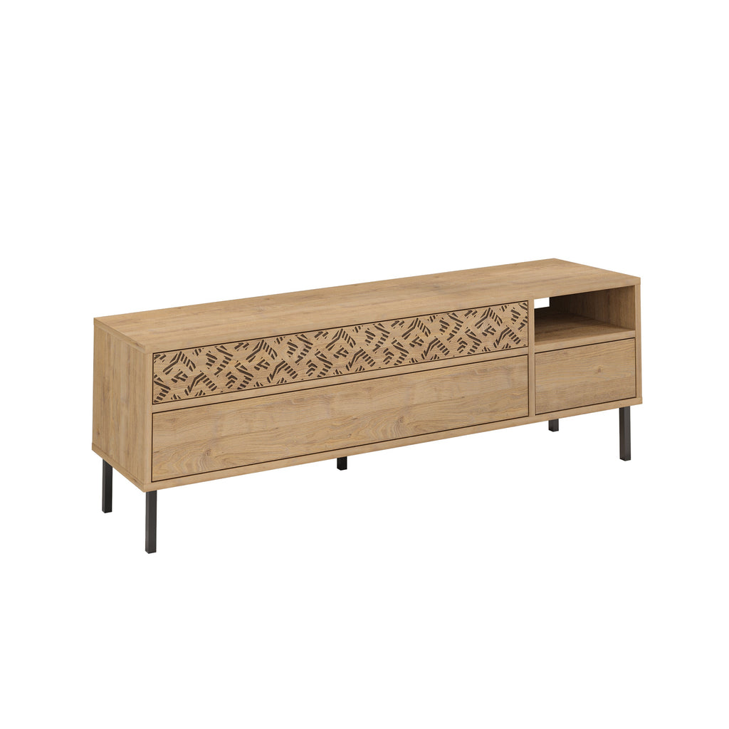 Decortieliving - Heaton Modern TV Stand Multimedia Centre TV Unit With Storage Cabinet 144.6cm