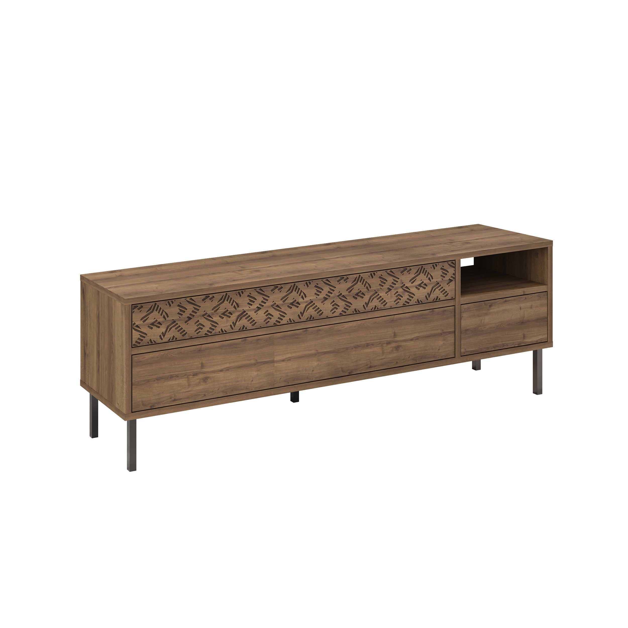 Decortieliving - Heaton Modern TV Stand Multimedia Centre TV Unit With Storage Cabinet 144.6cm