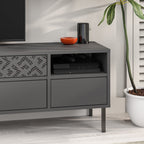 Decortieliving - Heaton Modern TV Stand Multimedia Centre TV Unit With Storage Cabinet 144.6cm