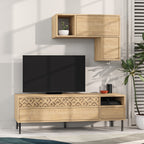 Decortieliving - Heaton Modern Tv Unit With Storage And Wall Shelf 144.6cm