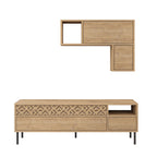 Decortieliving - Heaton Modern Tv Unit With Storage And Wall Shelf 144.6cm