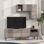 Decortieliving - Heaton Modern Tv Unit With Storage And Wall Shelf 144.6cm
