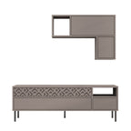 Decortieliving - Heaton Modern Tv Unit With Storage And Wall Shelf 144.6cm
