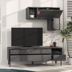 Decortieliving - Heaton Modern Tv Unit With Storage And Wall Shelf 144.6cm
