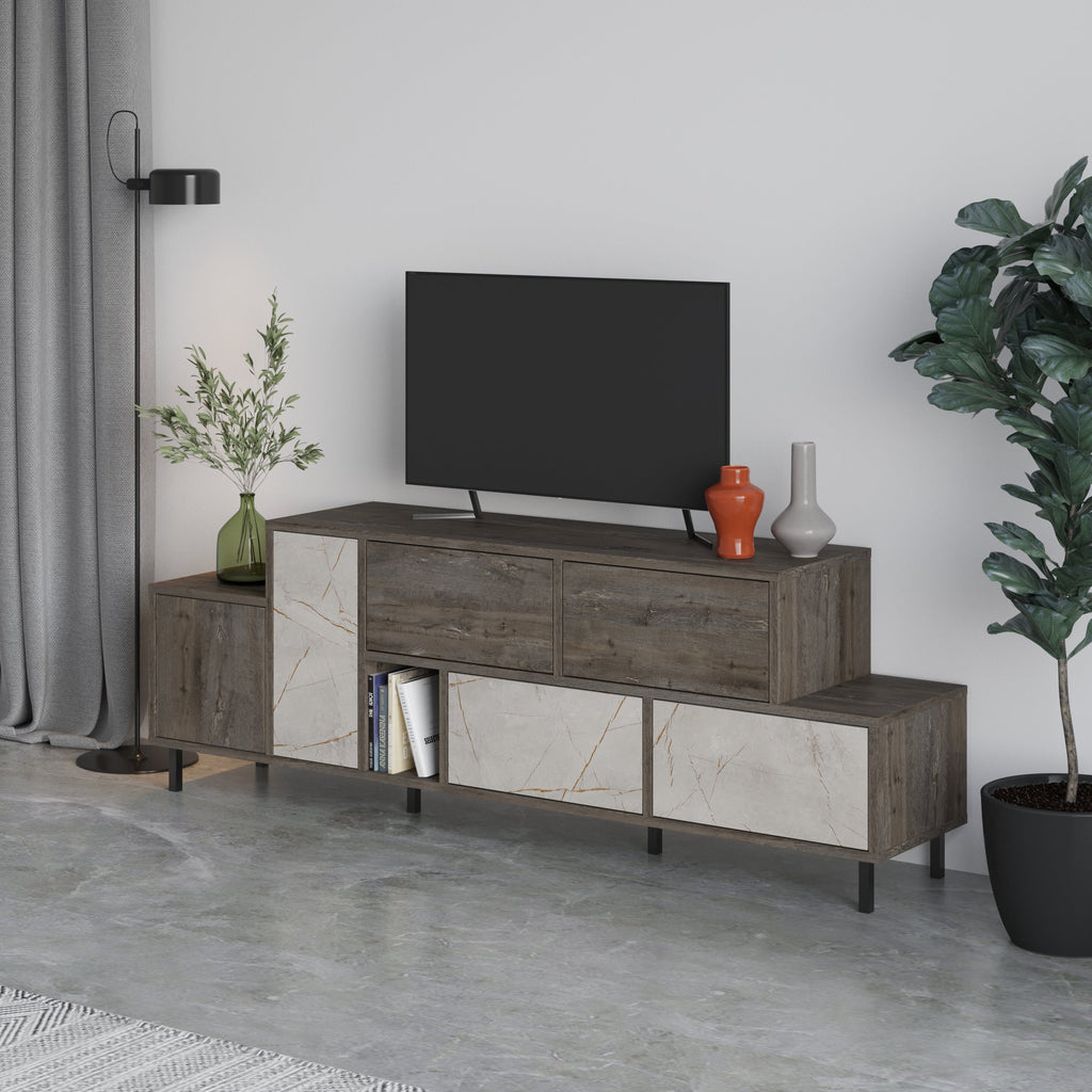 Decortieliving - Hermes Modern TV Stand Multimedia Centre With Storage Cabinet 171.2 cm