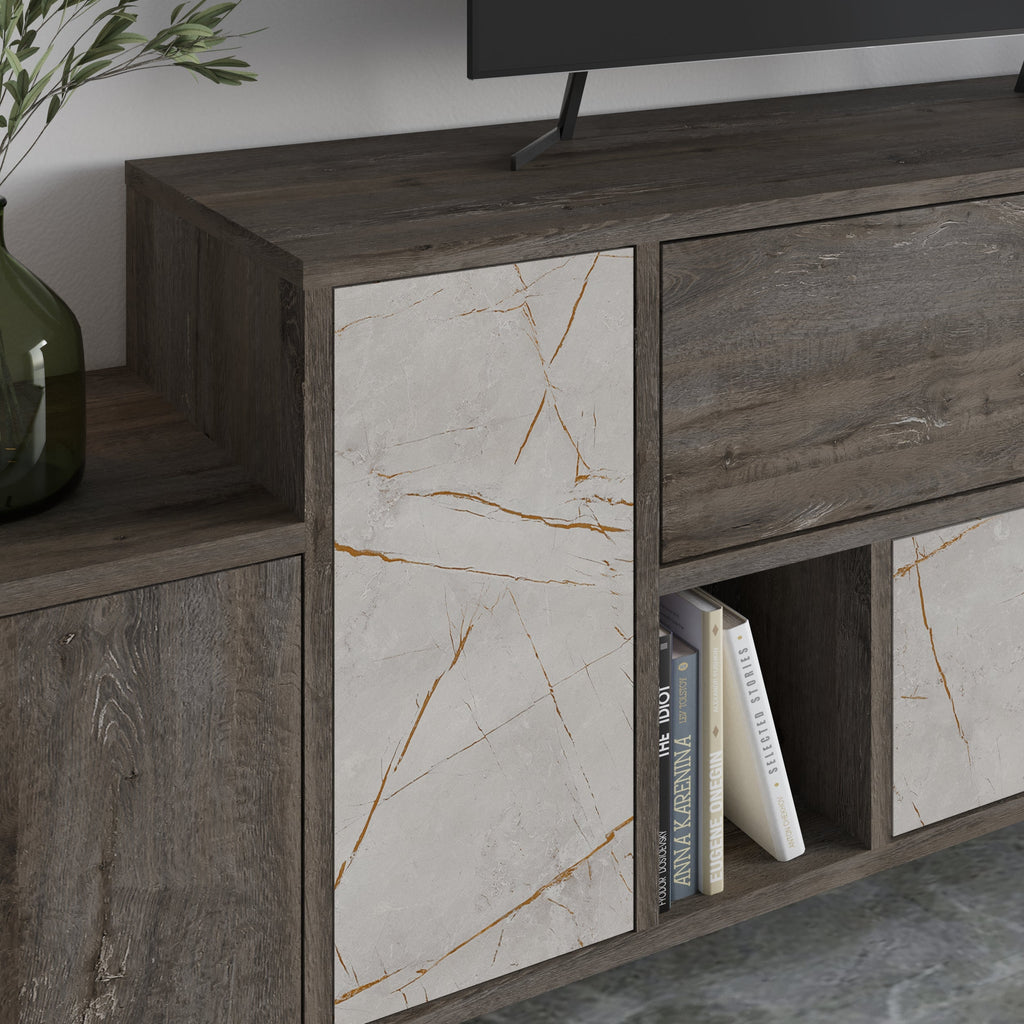 Decortieliving - Hermes Modern TV Stand Multimedia Centre With Storage Cabinet 171.2 cm