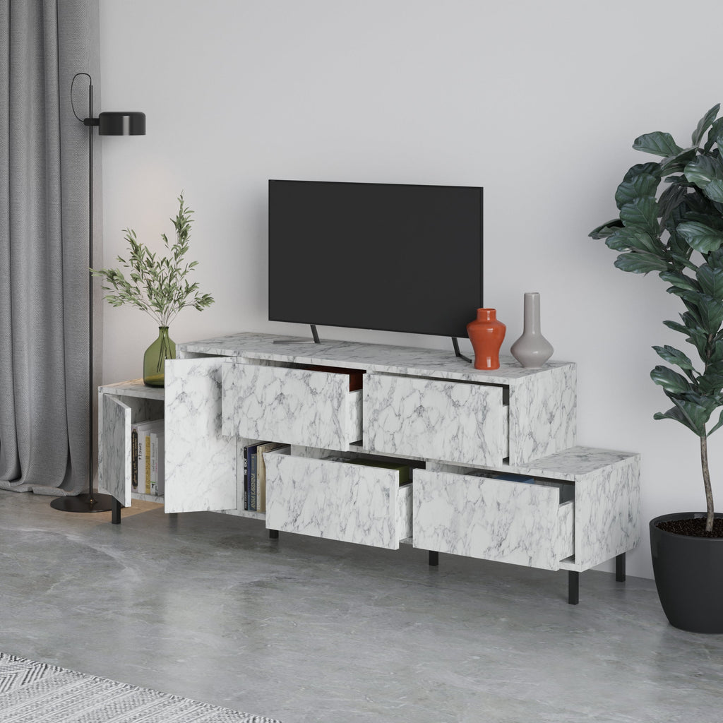 Decortieliving - Hermes Modern TV Stand Multimedia Centre With Storage Cabinet 171.2 cm