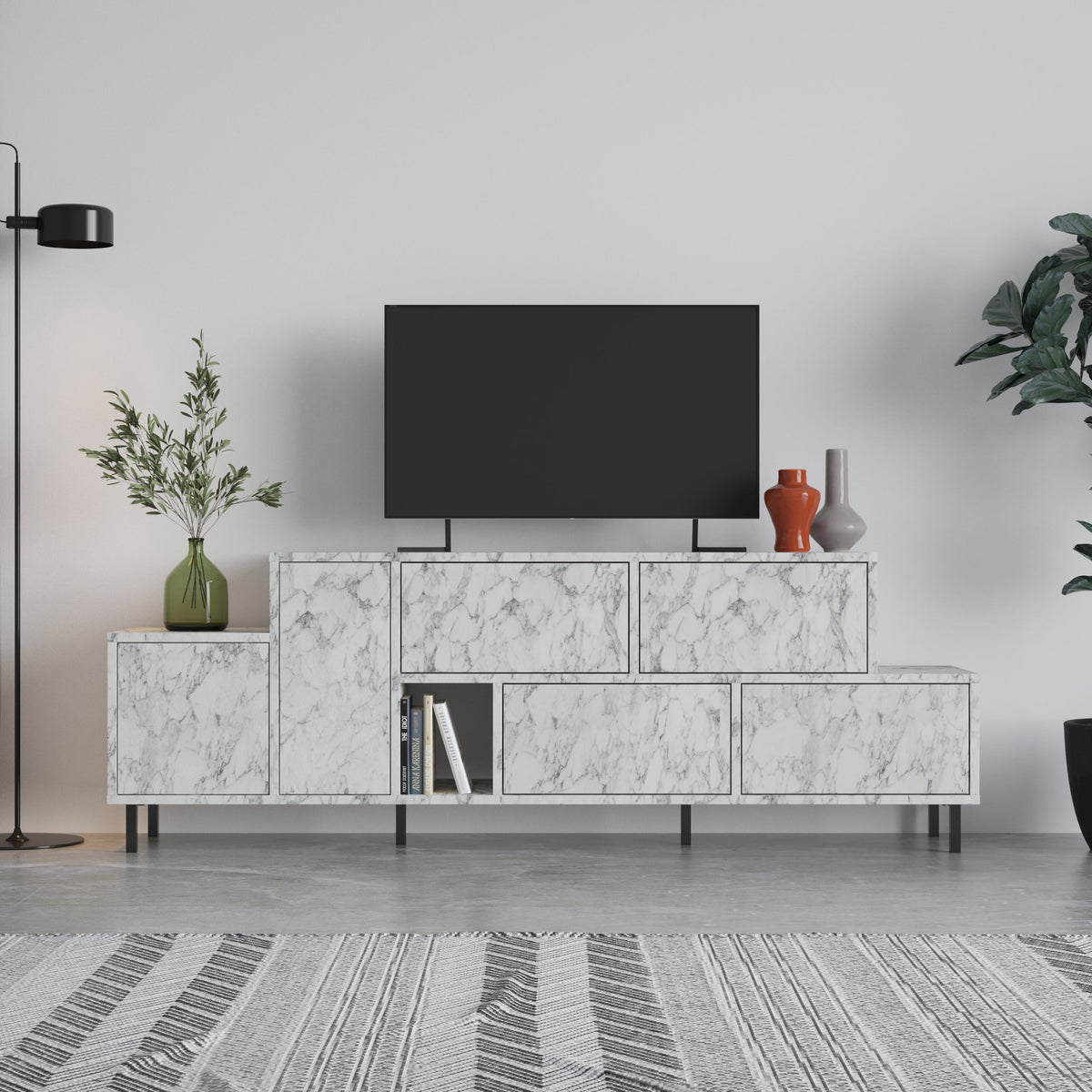Decortieliving - Hermes Modern TV Stand Multimedia Centre With Storage Cabinet 171.2 cm