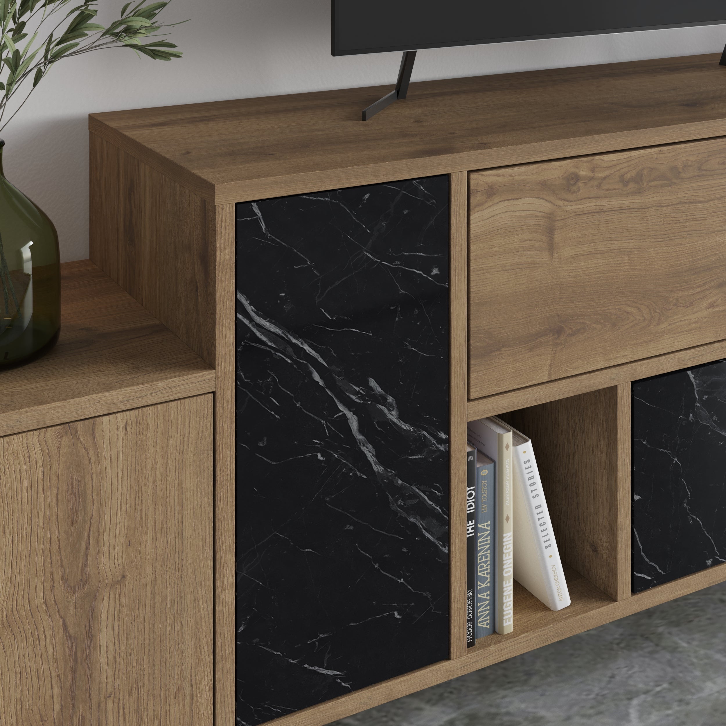 Decortieliving - Hermes Modern TV Stand Multimedia Centre With Storage Cabinet 171.2 cm