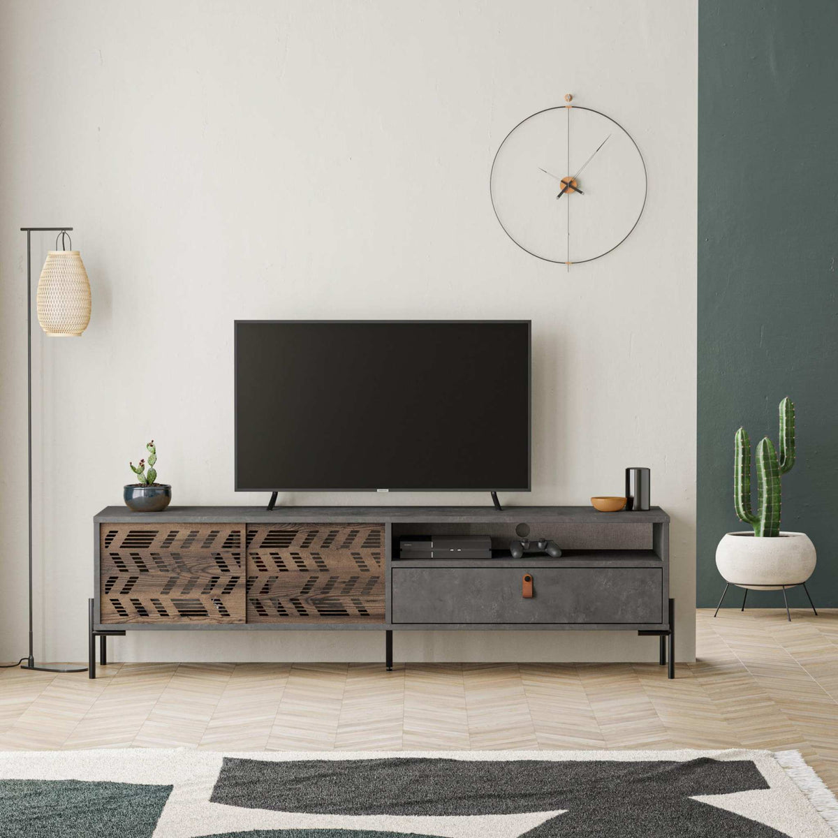 Decortieliving - Dionysos Modern TV Stand Multimedia Stand TV Unit With Storage Cabinet 170cm