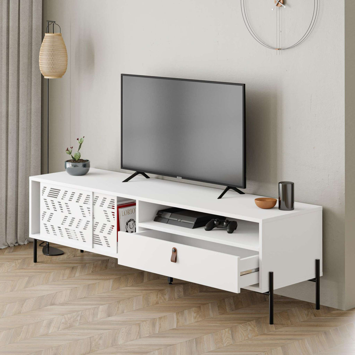 Decortieliving - Dionysos Modern TV Stand Multimedia Stand TV Unit With Storage Cabinet 170cm