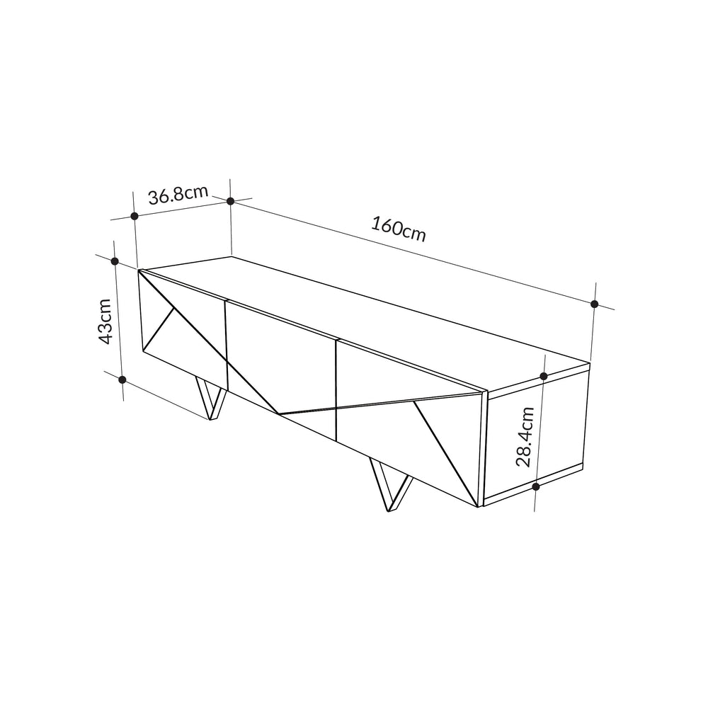 Meuble TV Jakomen 3D 160 cm - Chêne foncé