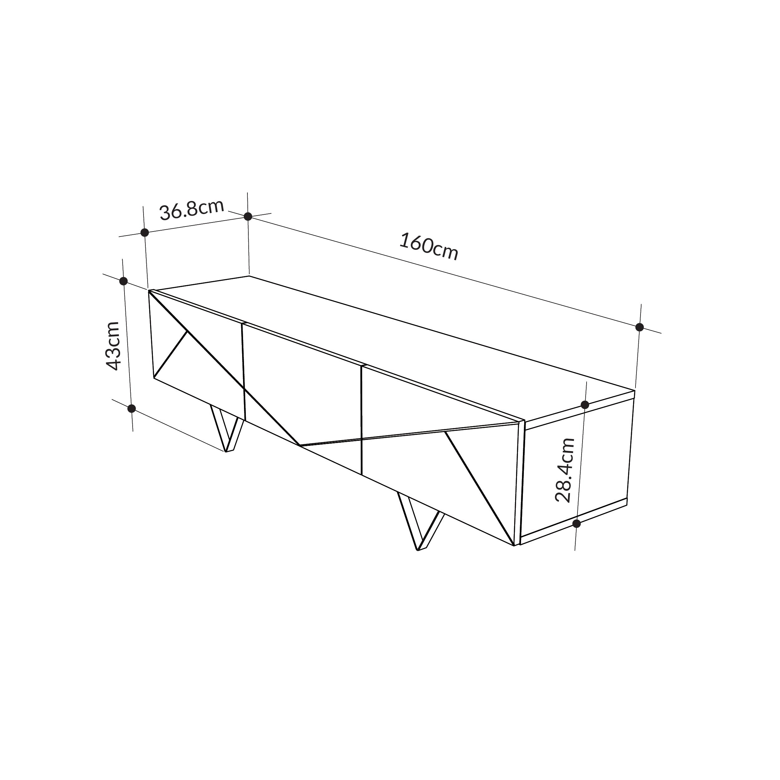 Meuble TV Jakomen 3D 160 cm - Chêne foncé