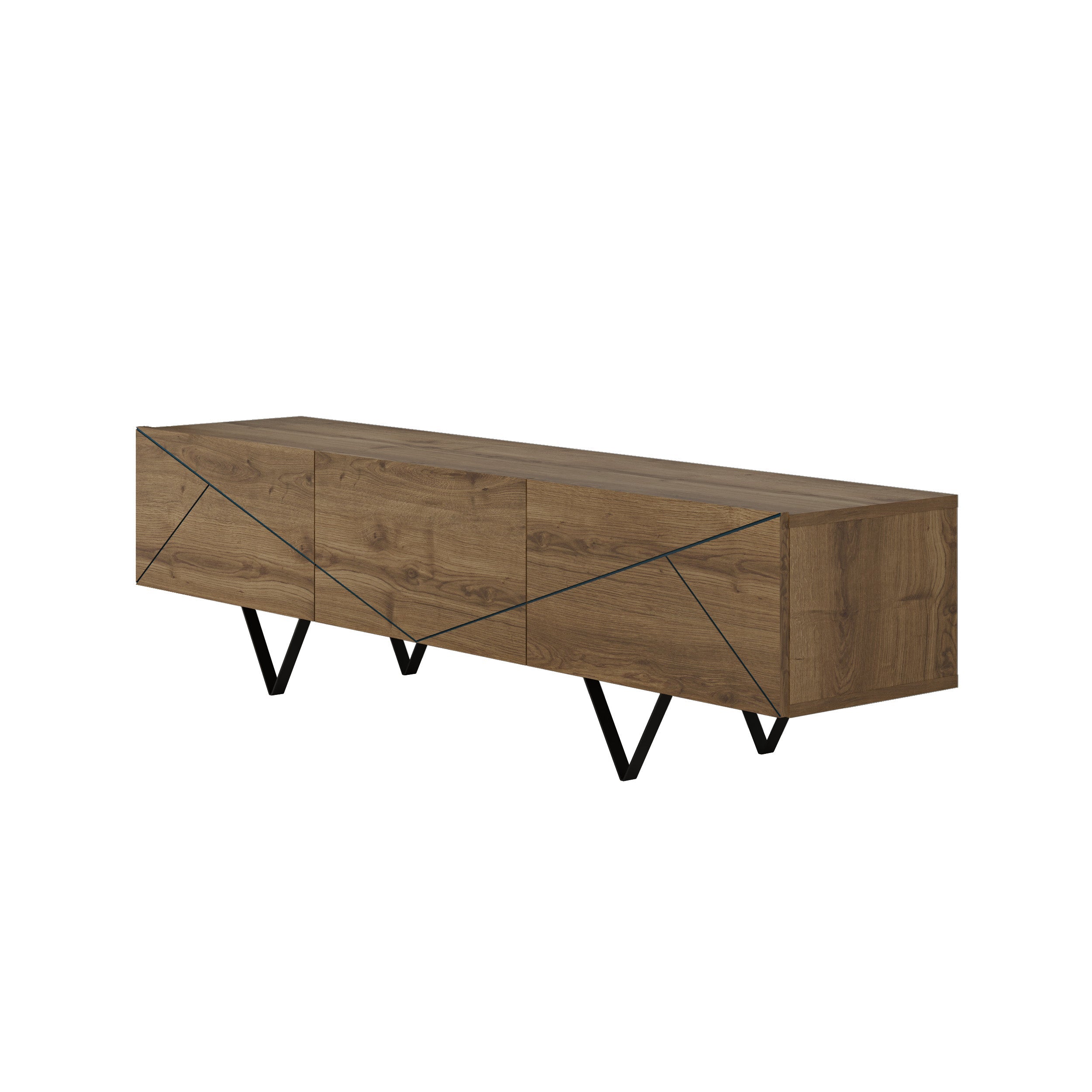Meuble TV Jakomen 3D 160 cm - Chêne foncé