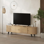 Decortieliving - Gentle TV Stand – Oak – 4 Door Storage Unit