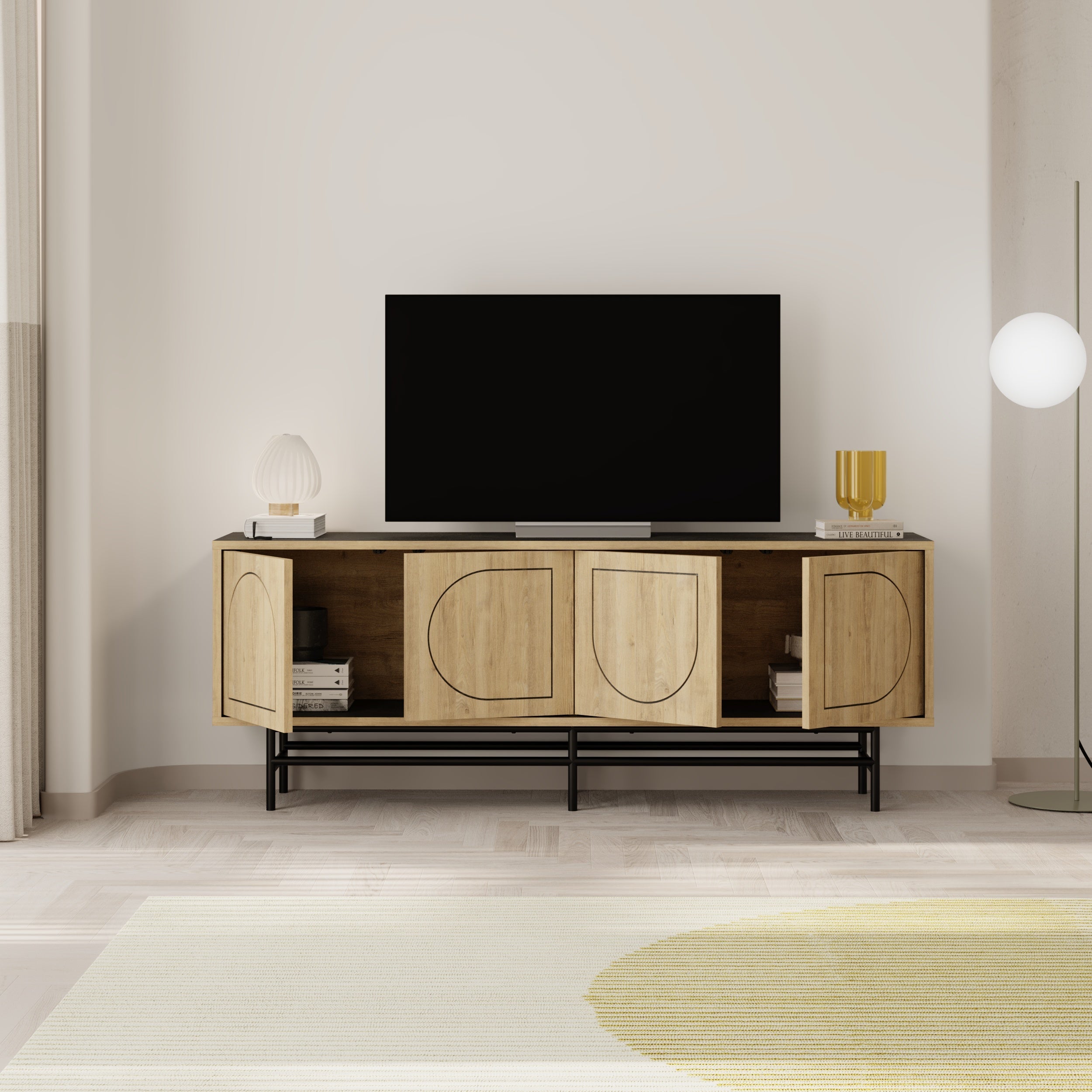 Meuble TV Joji Chêne & Effet Mousse 149 cm