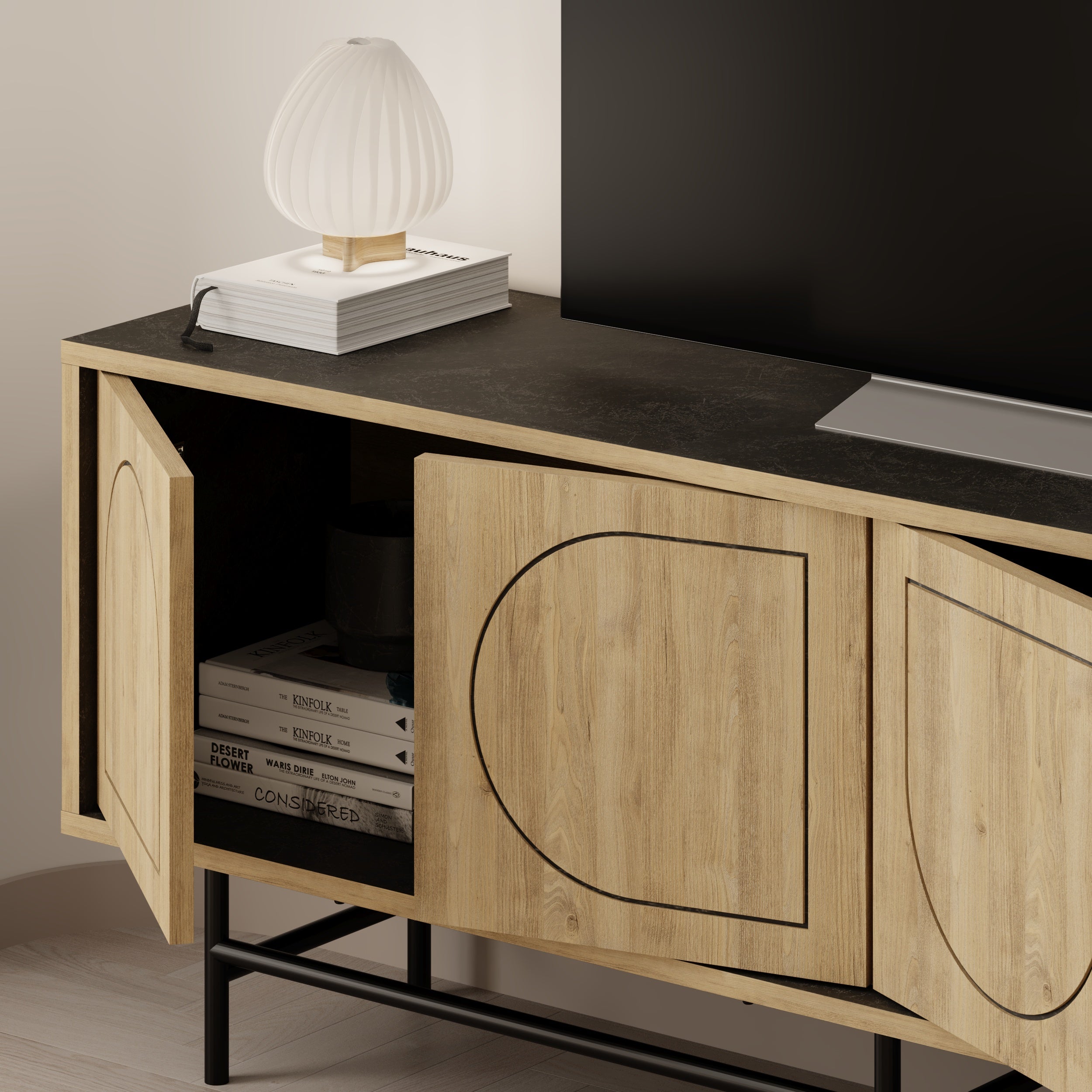 Meuble TV Joji Chêne & Effet Mousse 149 cm