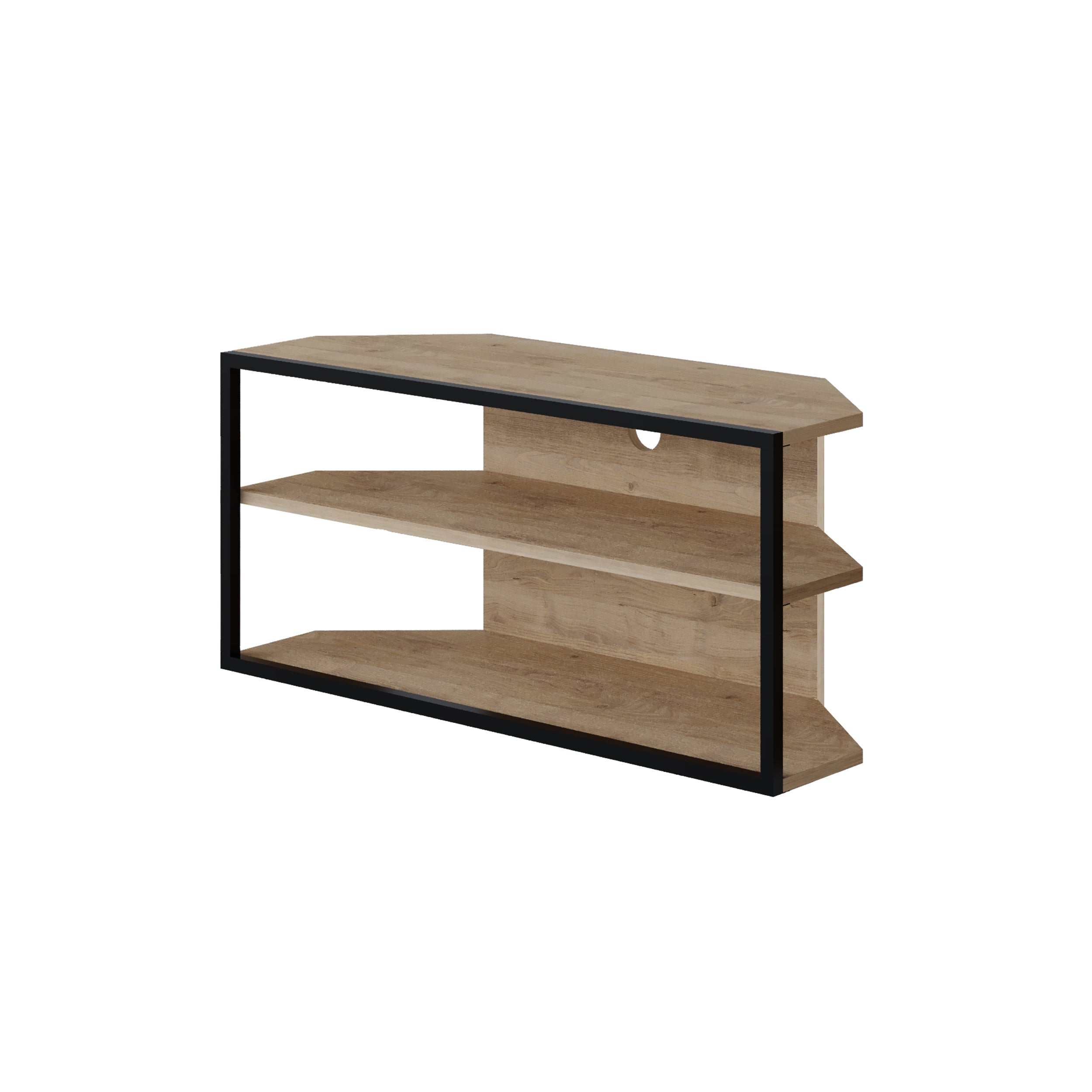 Decortieliving - Echo Corner TV Stand – Compact Corner Unit for TVs with Storage Shelves for Living Rooms or Flats