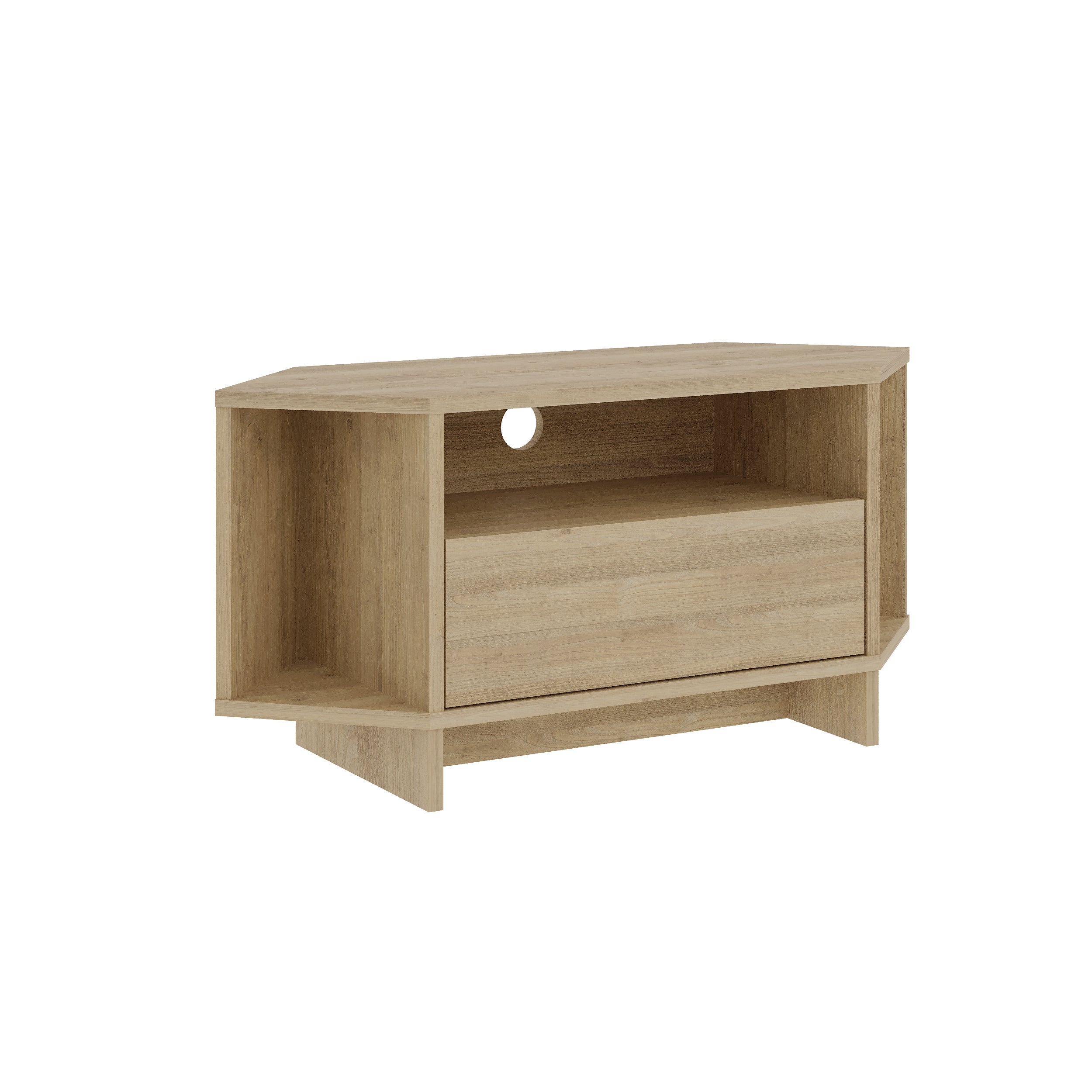 Decortieliving - Modern Viva Corner TV Unit – Compact Corner Stand with Shelves & Cabinet for 40-Inch TVs