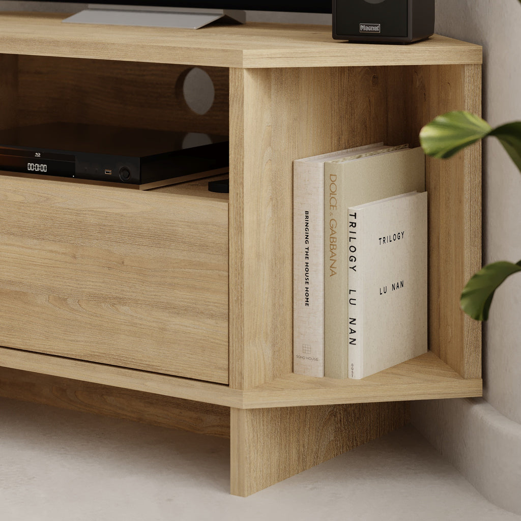 Decortieliving - Modern Viva Corner TV Unit – Compact Corner Stand with Shelves & Cabinet for 40-Inch TVs