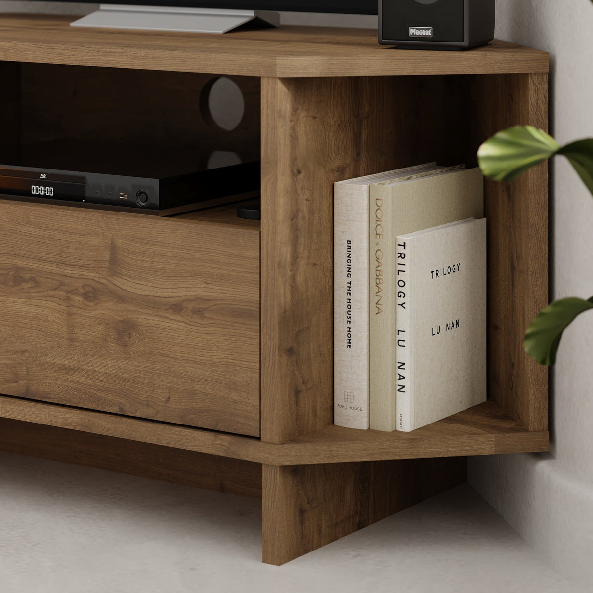 Decortieliving - Modern Viva Corner TV Unit – Compact Corner Stand with Shelves & Cabinet for 40-Inch TVs