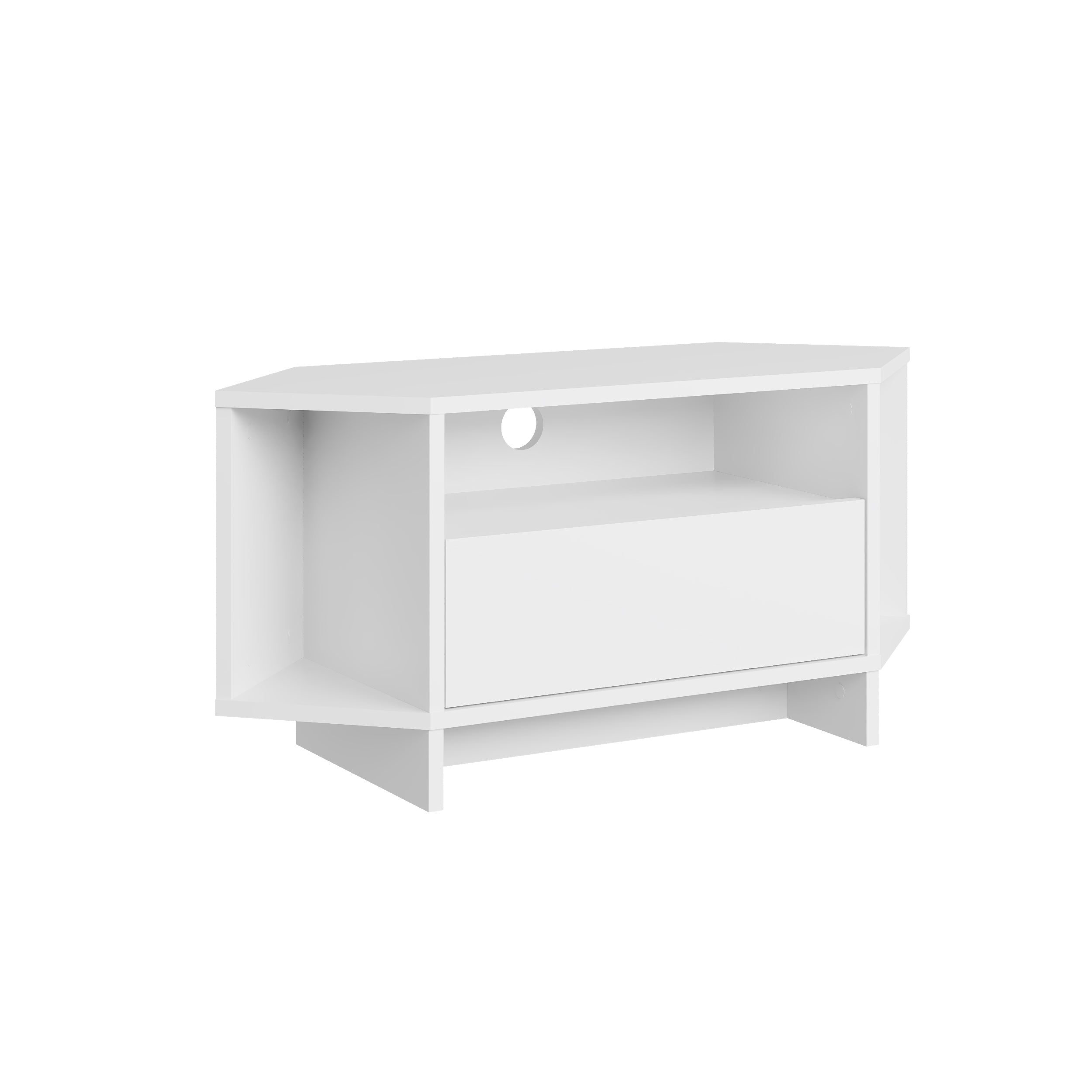 Decortieliving - Modern Viva Corner TV Unit – Compact Corner Stand with Shelves & Cabinet for 40-Inch TVs