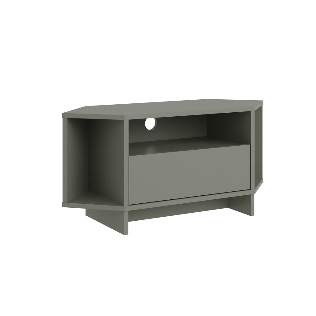 Decortieliving - Modern Viva Corner TV Unit – Compact Corner Stand with Shelves & Cabinet for 40-Inch TVs