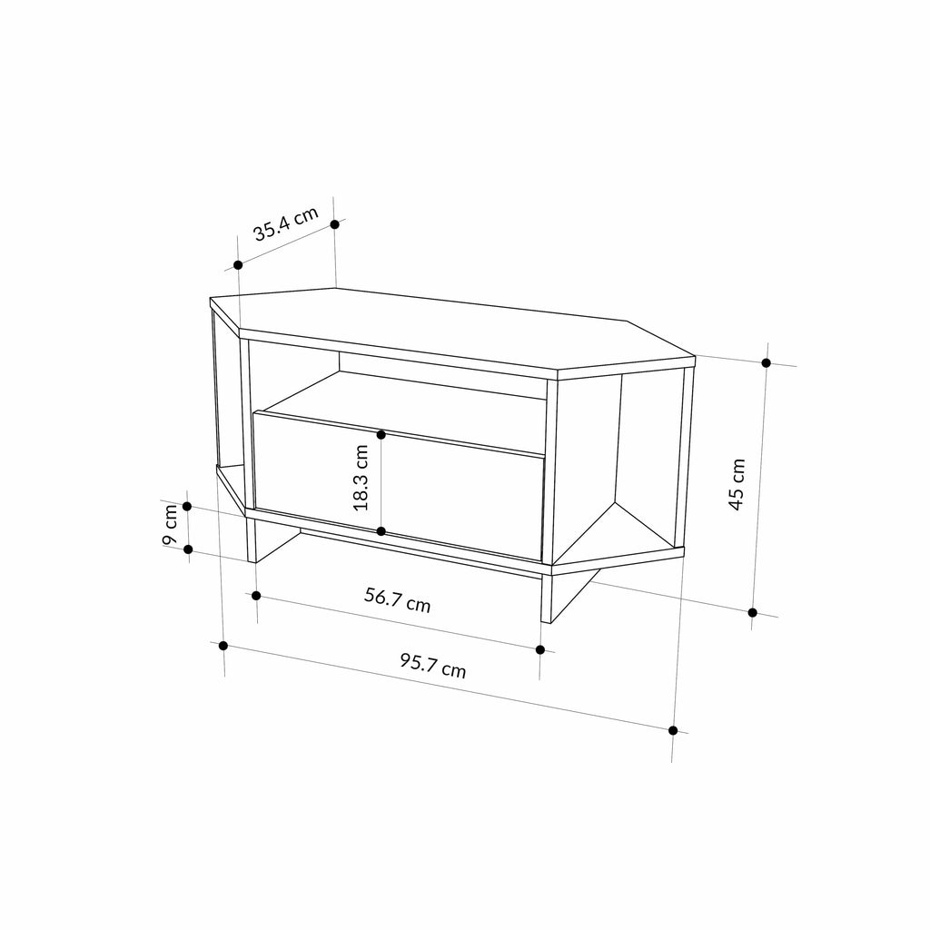 Decortieliving - Modern Viva Corner TV Unit – Compact Corner Stand with Shelves & Cabinet for 40-Inch TVs