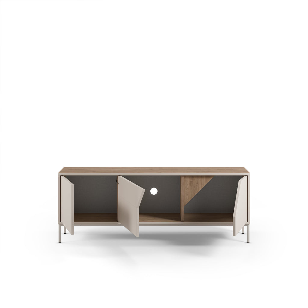 Meuble TV moderne Vesco avec 3 portes de rangement 150cm