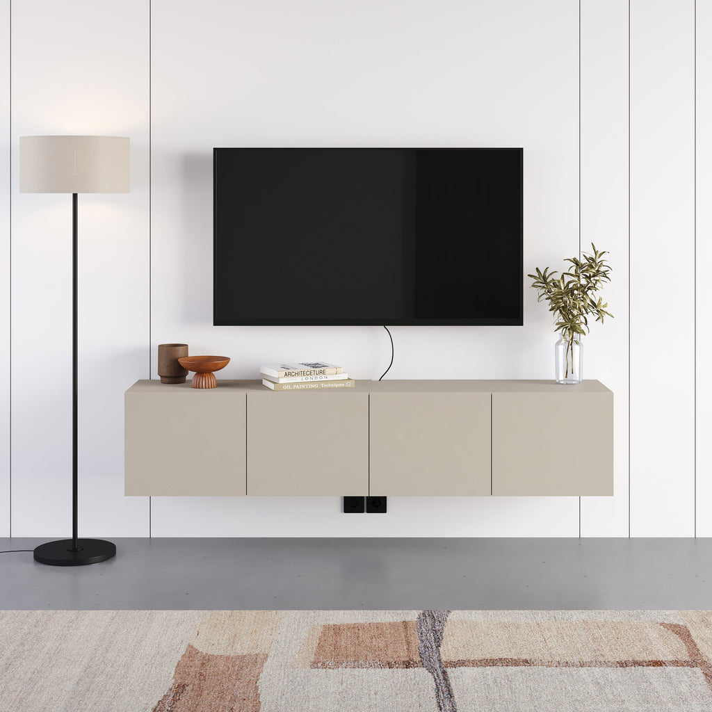 Decortieliving - Combe Floating Wall-Mounted TV Unit 180cm (W) Soft-Close 4 Doors