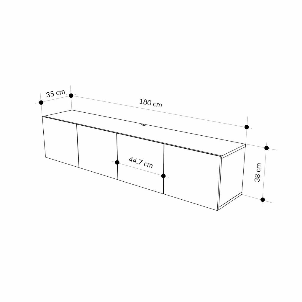 Decortieliving - Combe Floating Wall-Mounted TV Unit 180cm (W) Soft-Close 4 Doors