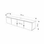 Decortieliving - Combe Floating Wall-Mounted TV Unit 180cm (W) Soft-Close 4 Doors