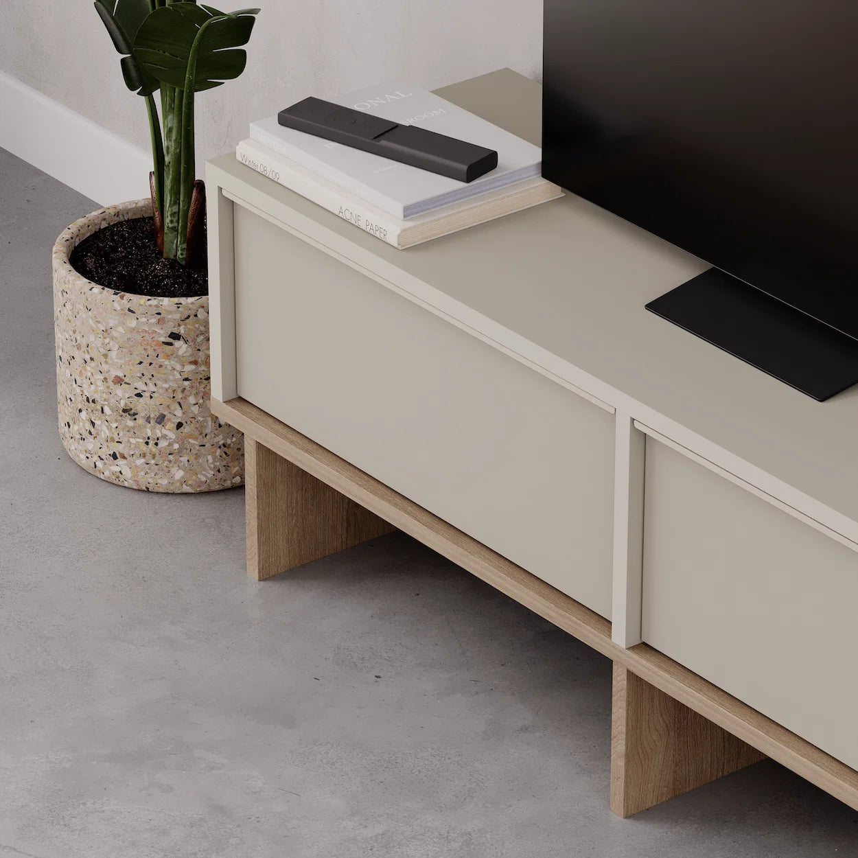 Meuble TV moderne Yuki avec rangement, 118 cm