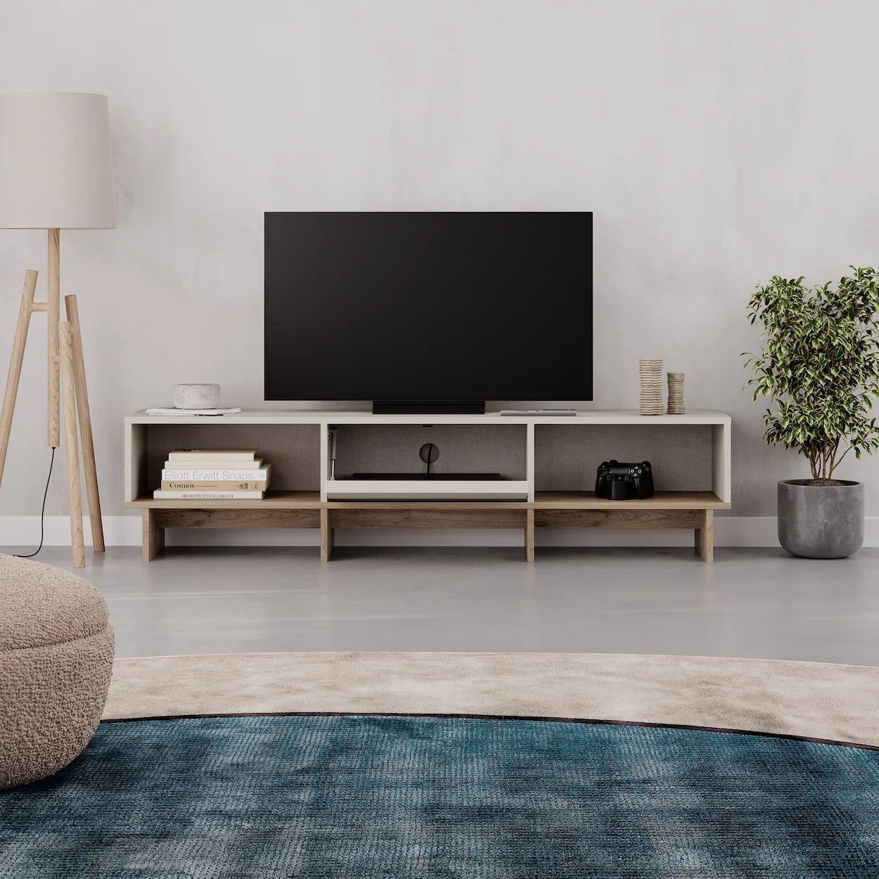 Meuble TV moderne Yuki avec rangement 170 cm