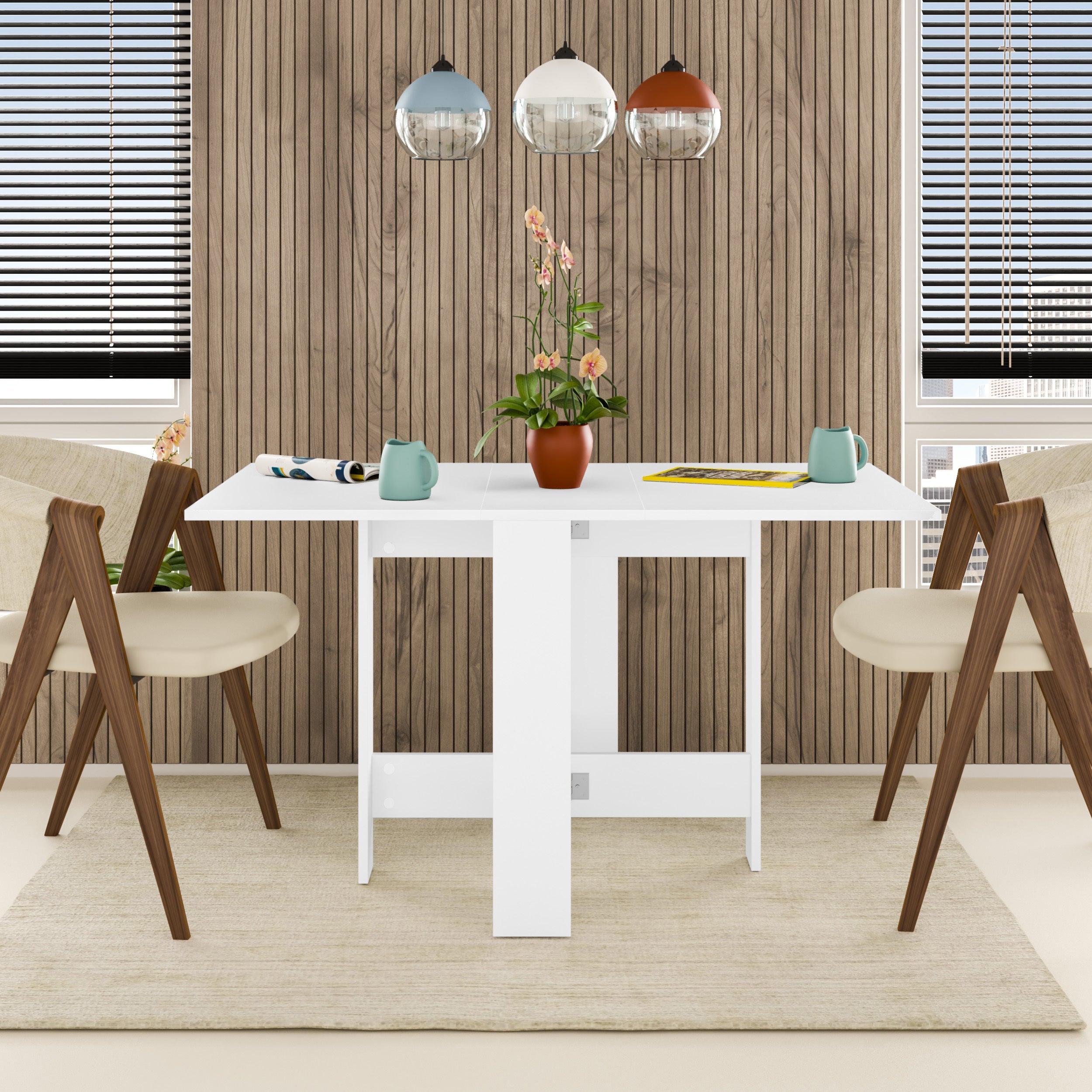 Table à manger Artemio – Pliable – Finition blanche