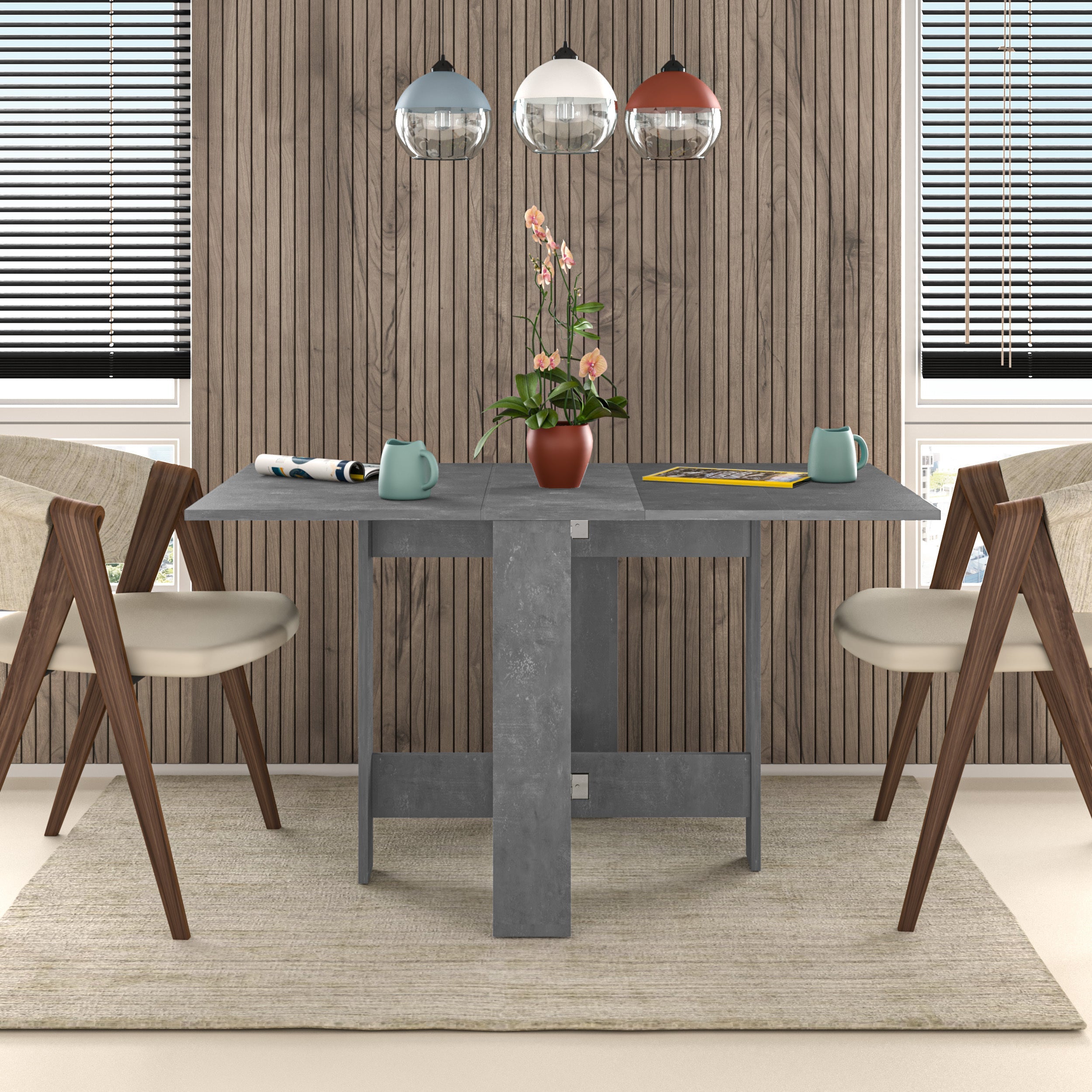 Table de salle à manger Artemio – Pliante – Finition gris rétro