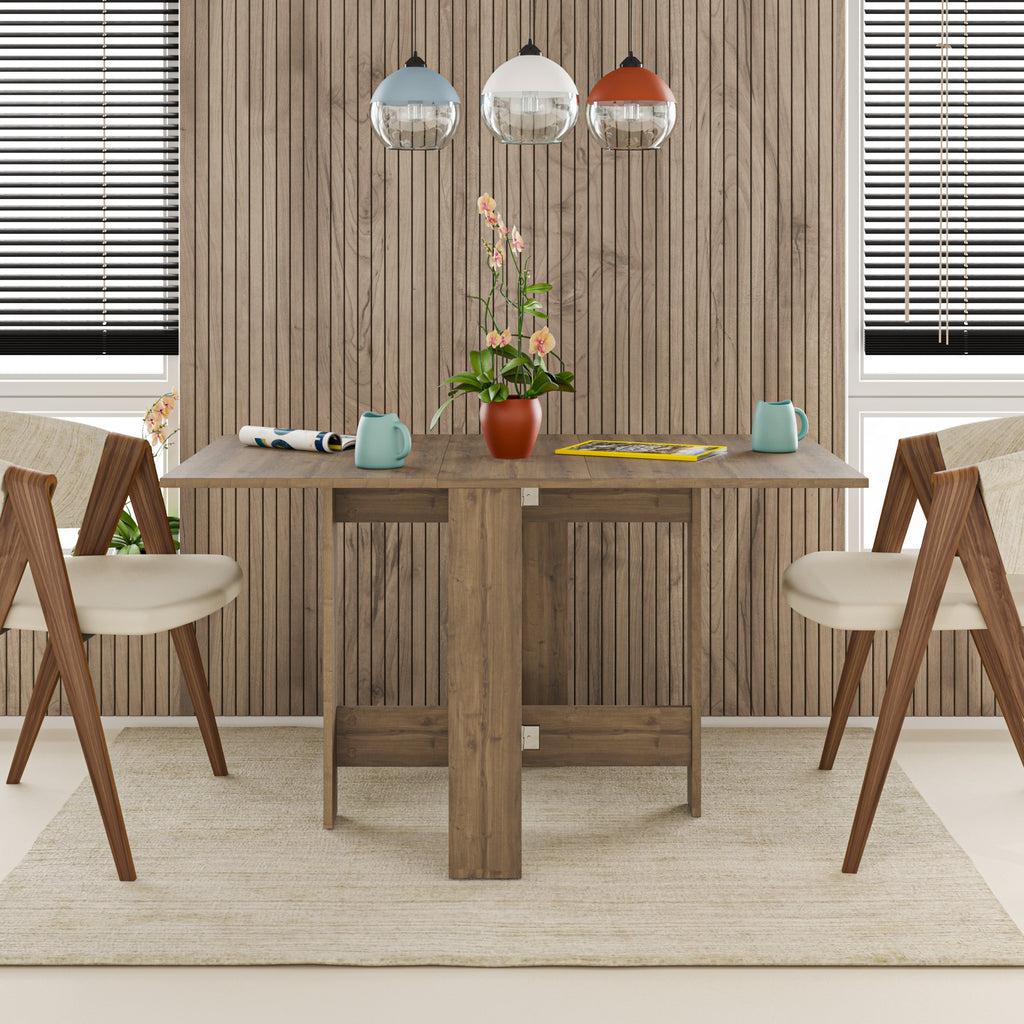 Table à manger Artemio – Pliante – Effet chêne foncé