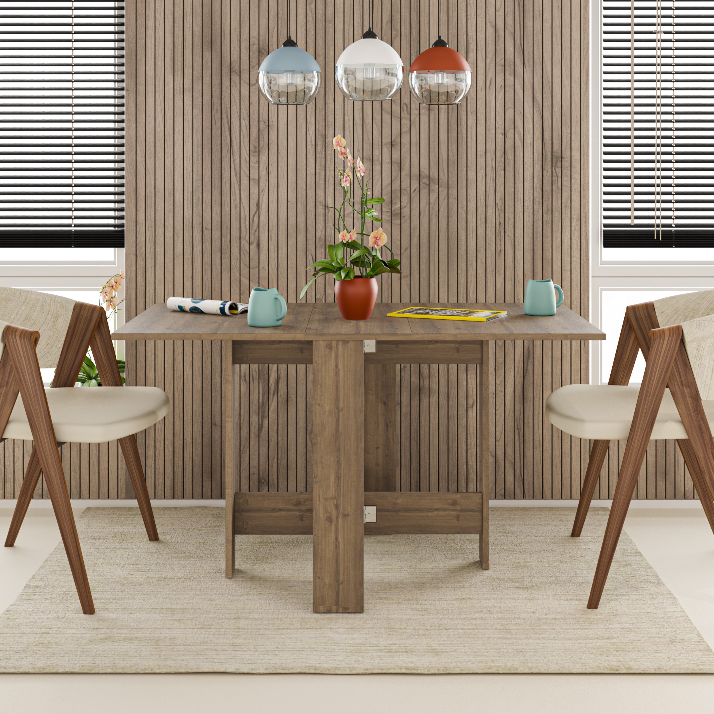 Table à manger Artemio – Pliante – Effet chêne foncé