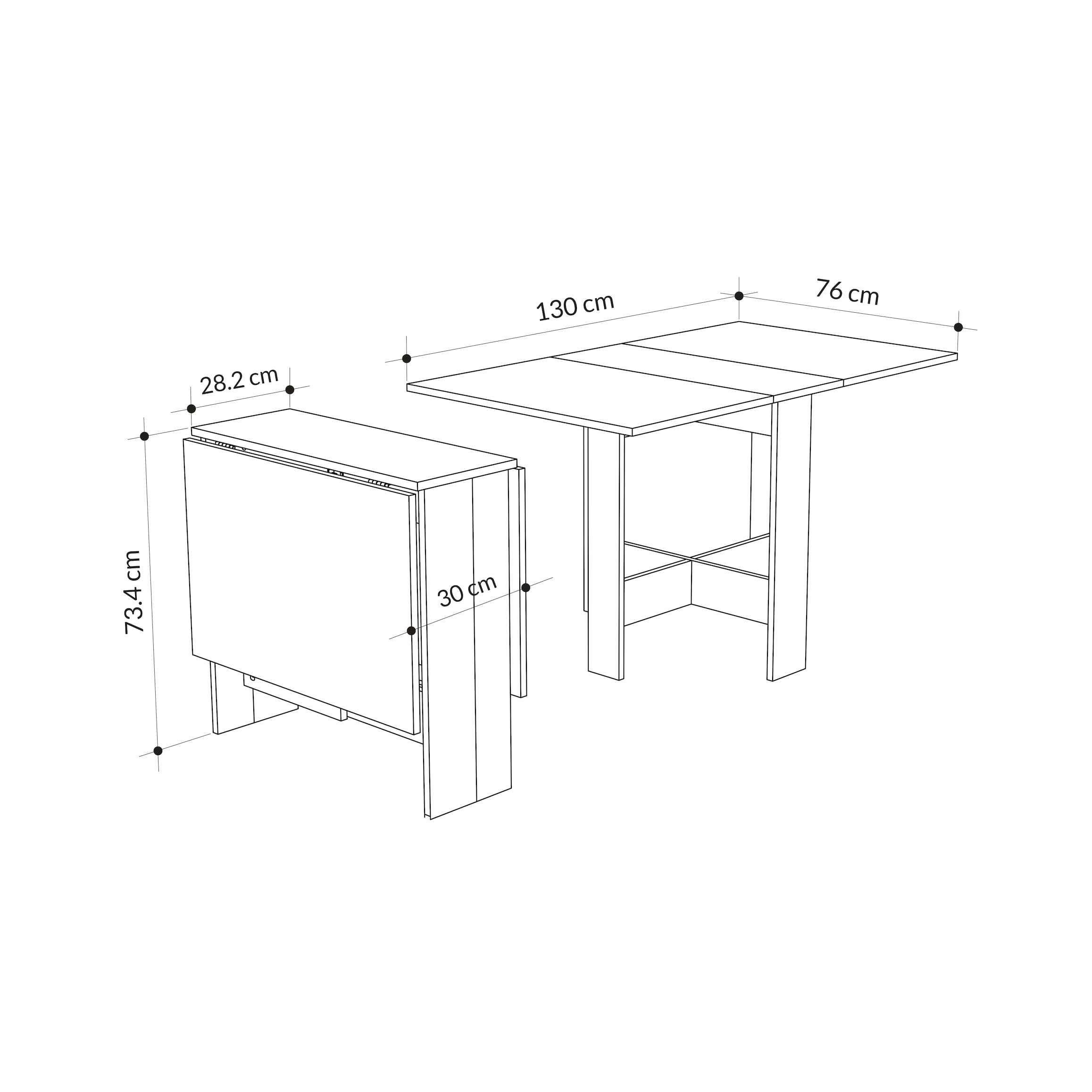 Table de salle à manger Artemio - Pliante - Fini grès