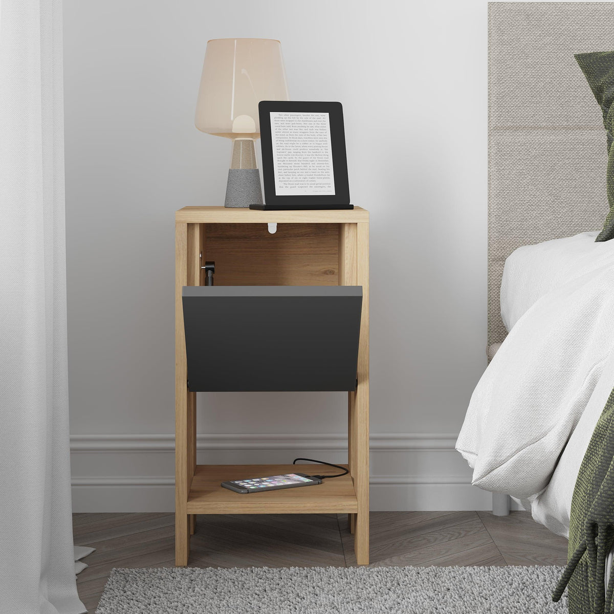 Decortieliving - Ema Modern Bedside Table Bedroom Furniture 30cm Width