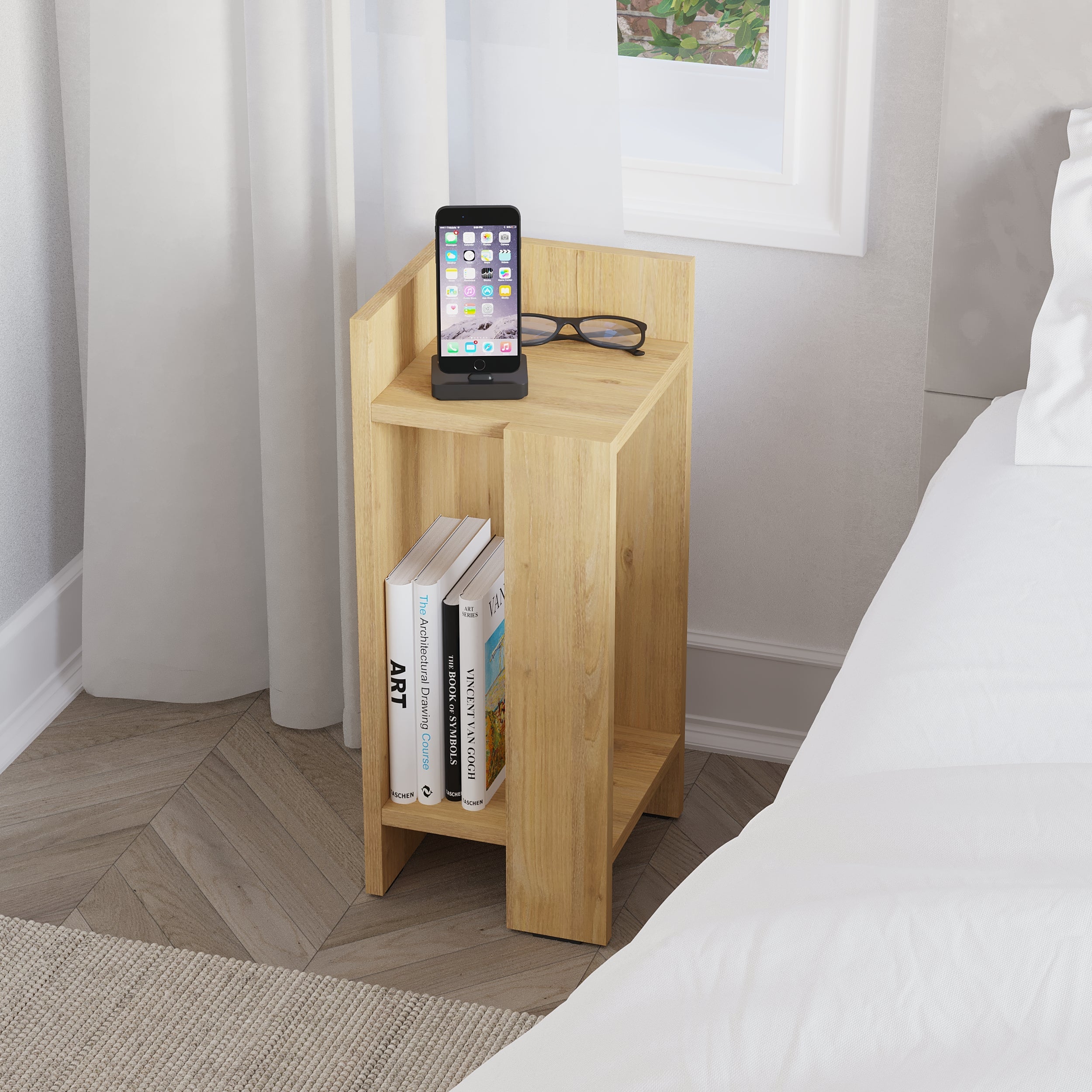 Decortieliving - Elos Modern Bedside Table Left Module 25cm Narrow