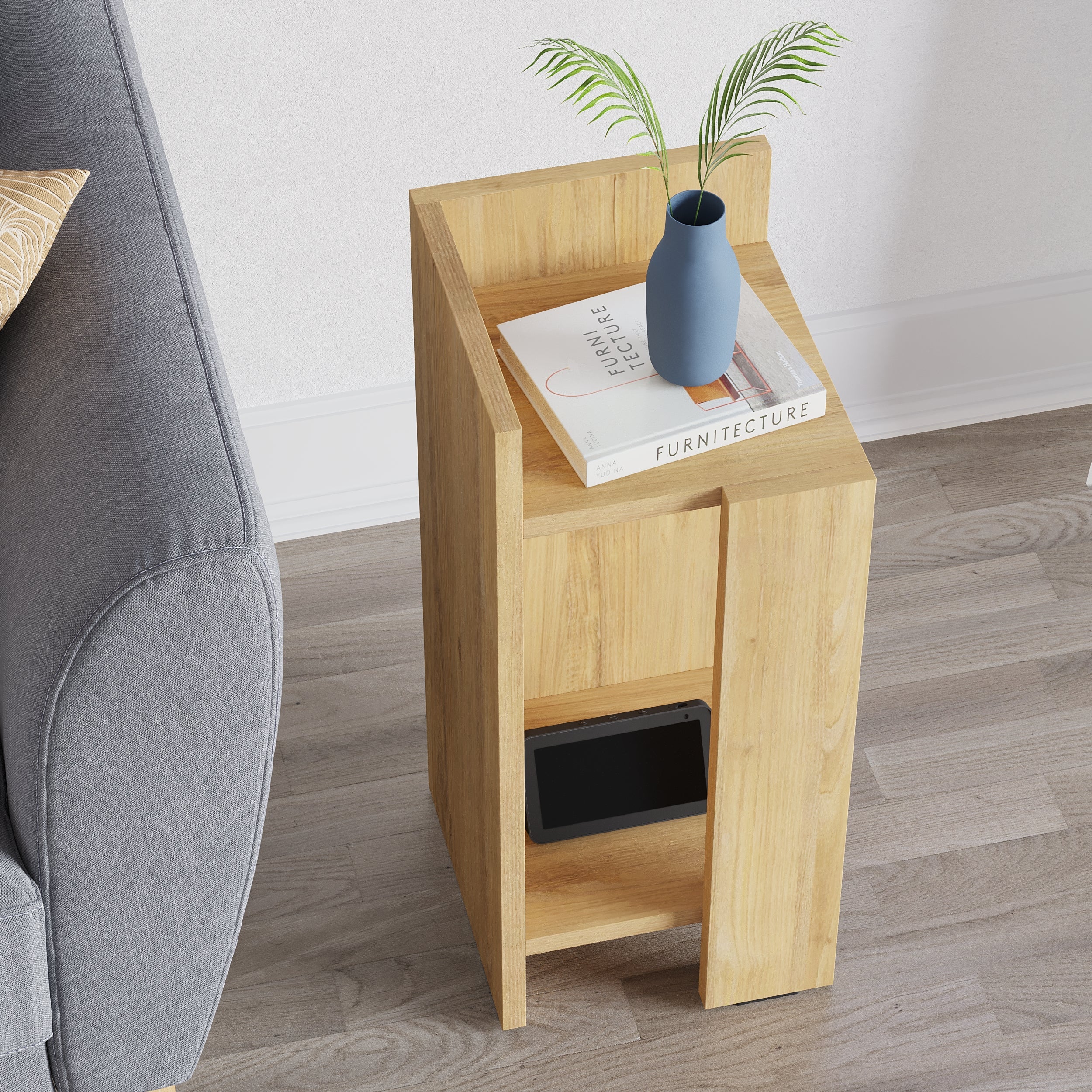 Decortieliving - Elos Modern Bedside Table Left Module 25cm Narrow