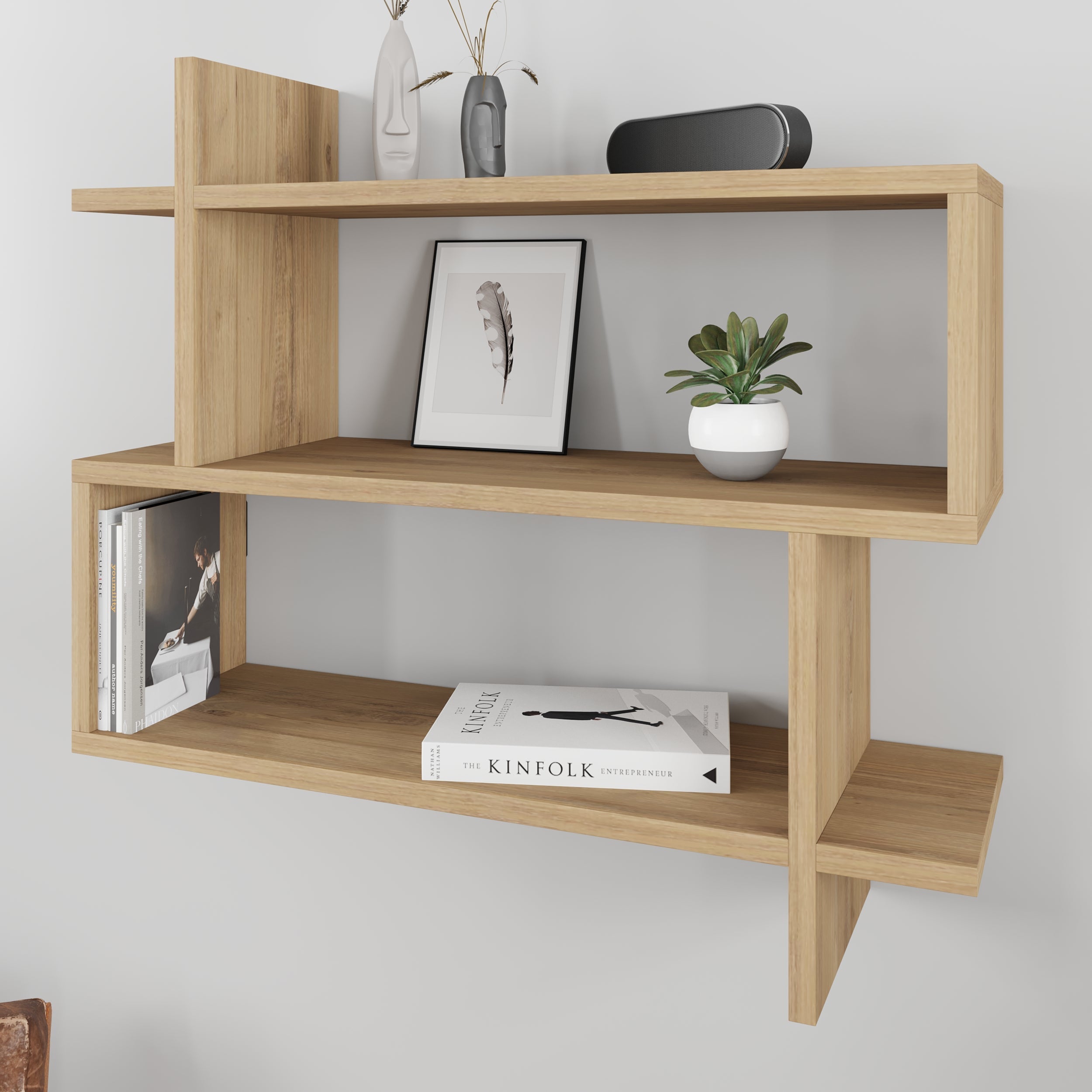 Decortieliving - Paralel Wall Mounted Modern Bookcase Display Unit Medium W 70 cm