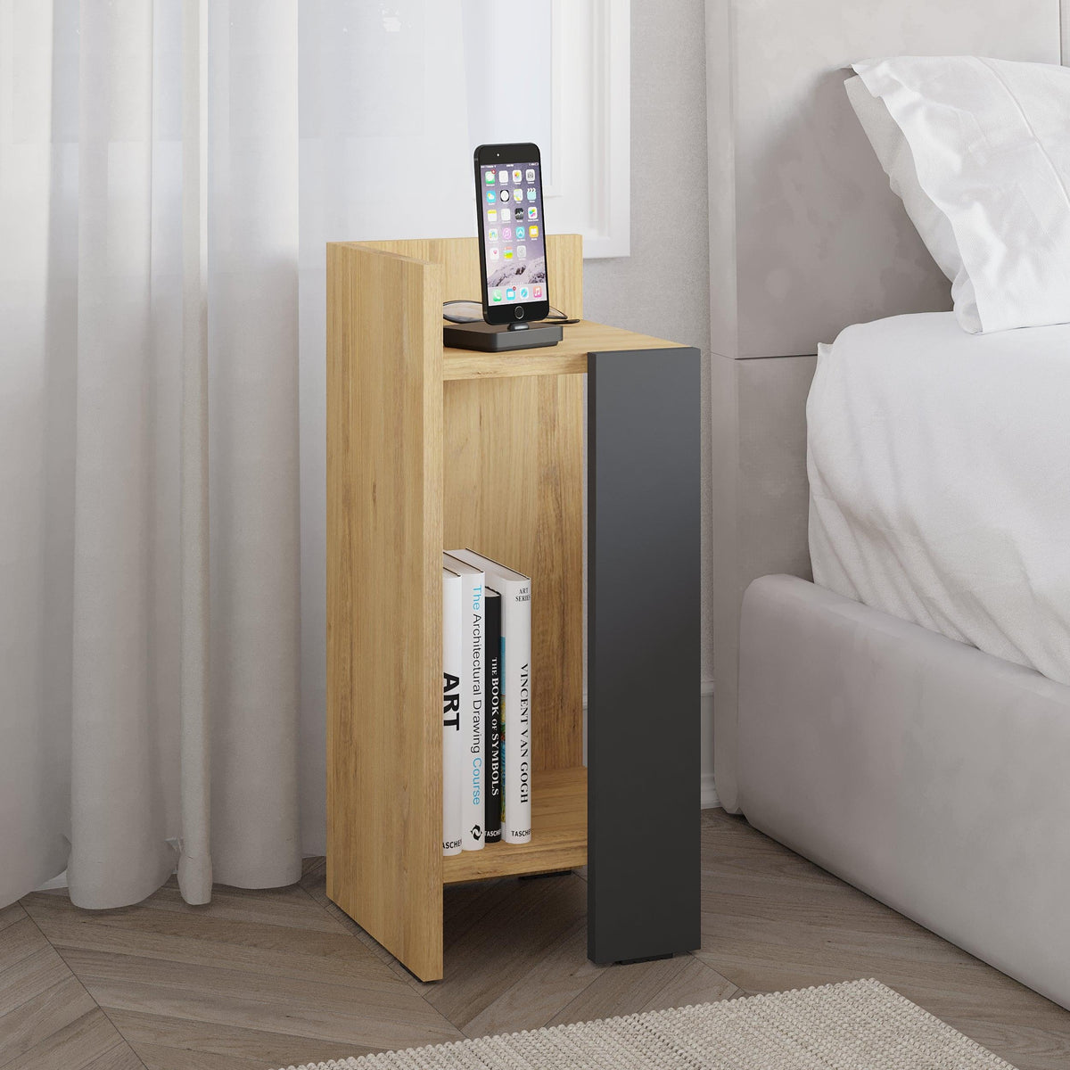 Decortieliving - Elos Modern Bedside Table Left Module 25cm Narrow
