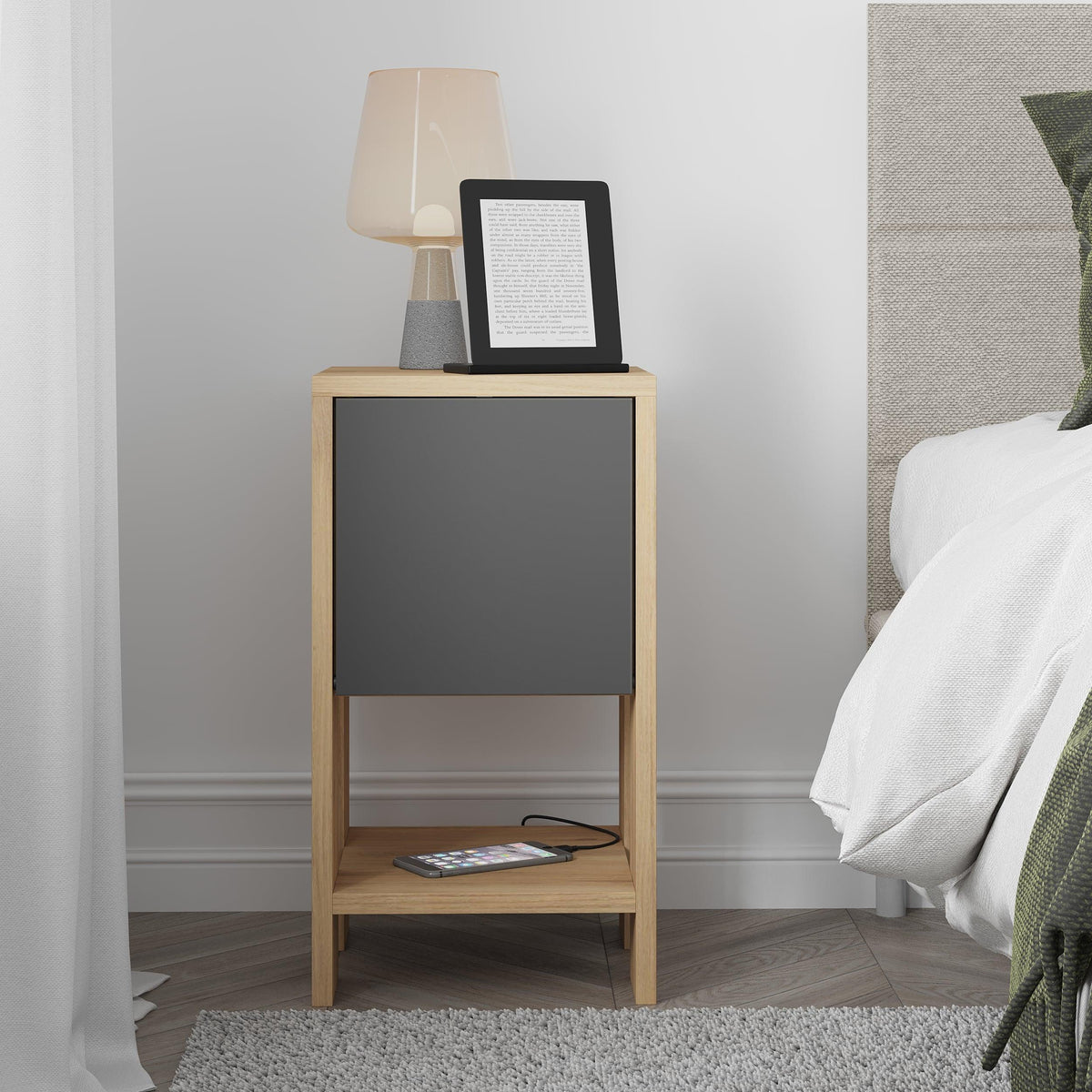 Decortieliving - Ema Modern Bedside Table Bedroom Furniture 30cm Width