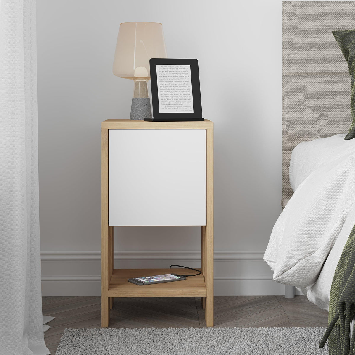 Decortieliving - Ema Modern Bedside Table Bedroom Furniture 30cm Width