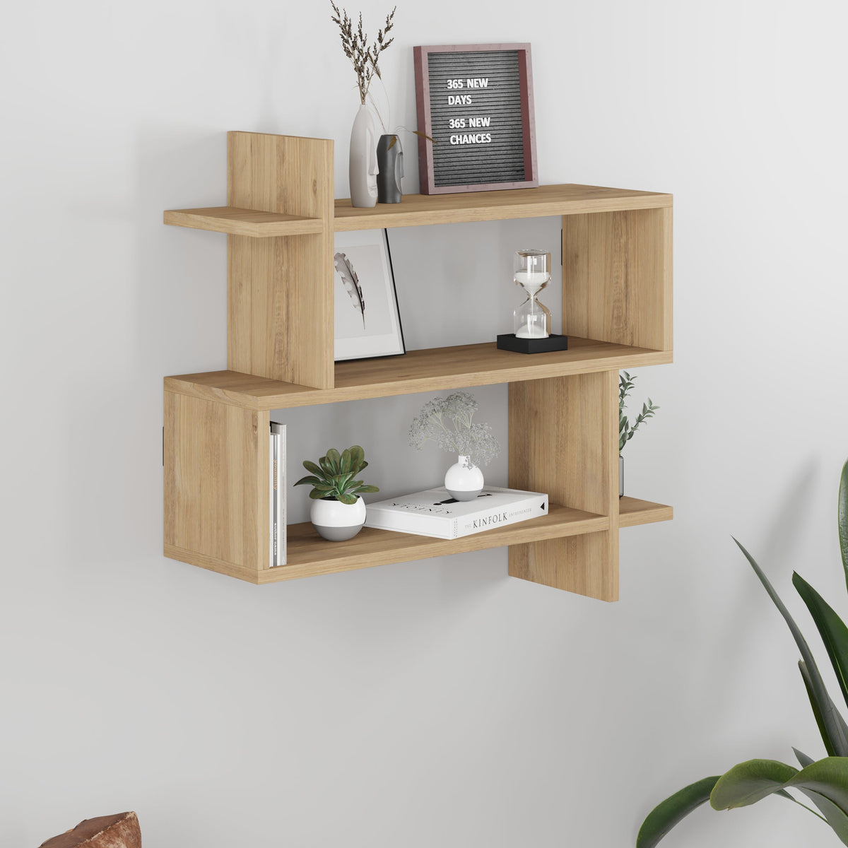 Decortieliving - Paralel Wall Mounted Modern Bookcase Display Unit Medium W 70 cm
