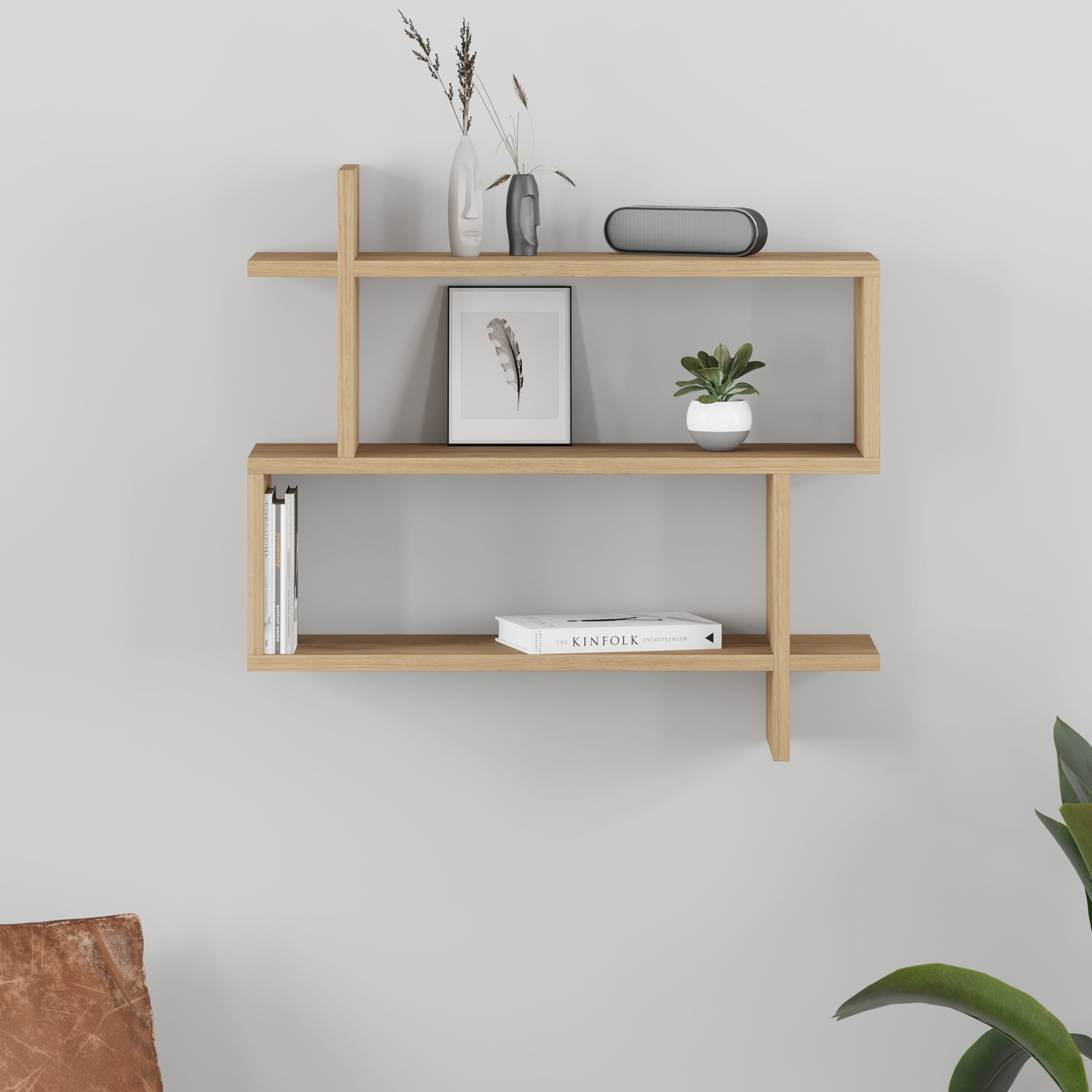 Decortieliving - Paralel Wall Mounted Modern Bookcase Display Unit Medium W 70 cm